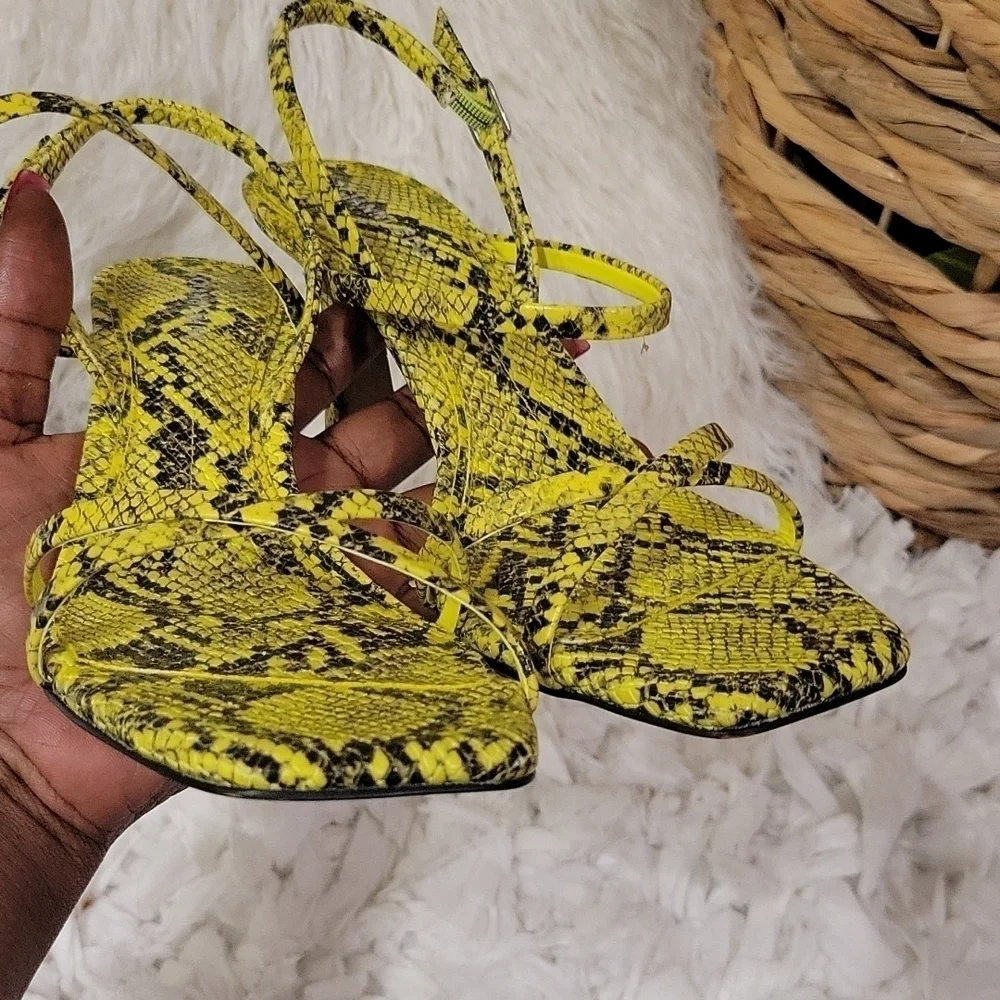 Gianni bini neveena yellow Reptile snake skin Strappy sandals